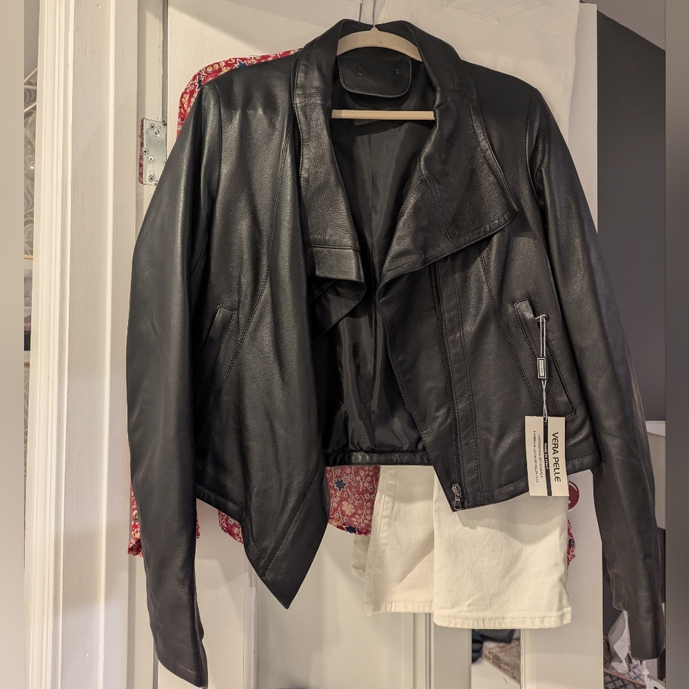 Vera Pelle NWT Black Leather Moto Jacket